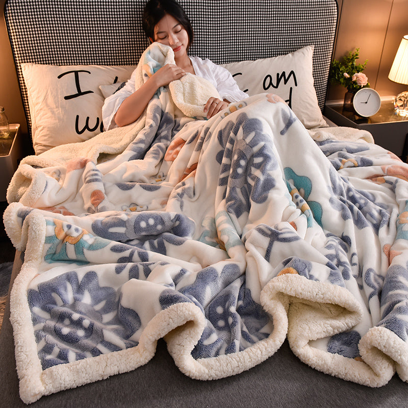 HKM-223891 Cozy Cartoon Animation Double Blanket - Thick Polyester Quilt, Multiple Sizes Available
