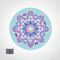 HKM-223955 Round Meditation Mat with Suede and Natural Rubber - Floral Design for Home Use