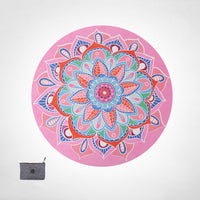HKM-223955 Round Meditation Mat with Suede and Natural Rubber - Floral Design for Home Use