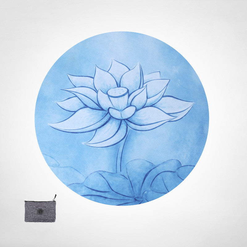 HKM-223955 Round Meditation Mat with Suede and Natural Rubber - Floral Design for Home Use