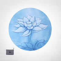 HKM-223955 Round Meditation Mat with Suede and Natural Rubber - Floral Design for Home Use