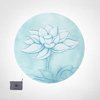 HKM-223955 Round Meditation Mat with Suede and Natural Rubber - Floral Design for Home Use