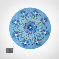 HKM-223955 Round Meditation Mat with Suede and Natural Rubber - Floral Design for Home Use