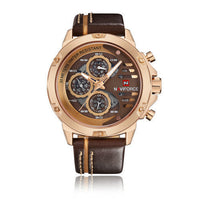 HKM-224083 Men's Quartz Watch with Calendar and Waterproof Features - Casual Style, Genuine Leather Strap, Alloy Case, 30M Waterproof