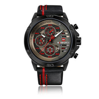 HKM-224083 Men's Quartz Watch with Calendar and Waterproof Features - Casual Style, Genuine Leather Strap, Alloy Case, 30M Waterproof