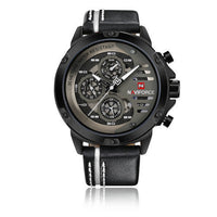 HKM-224083 Men's Quartz Watch with Calendar and Waterproof Features - Casual Style, Genuine Leather Strap, Alloy Case, 30M Waterproof