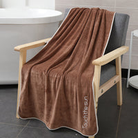 HKM-224147 Coral Fleece Thick Bath Towel with Strong Water Absorption - 70 x 140 cm in Pink, Green, Blue, Brown, or Purple