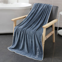 HKM-224147 Coral Fleece Thick Bath Towel with Strong Water Absorption - 70 x 140 cm in Pink, Green, Blue, Brown, or Purple