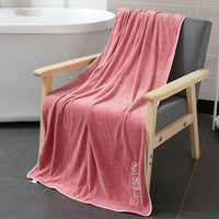 HKM-224147 Coral Fleece Thick Bath Towel with Strong Water Absorption - 70 x 140 cm in Pink, Green, Blue, Brown, or Purple