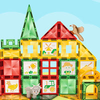 HKM-224211 80-Piece Magnetic Tile Learning Set for Kids - STEM Building Blocks and Window Art Supplies