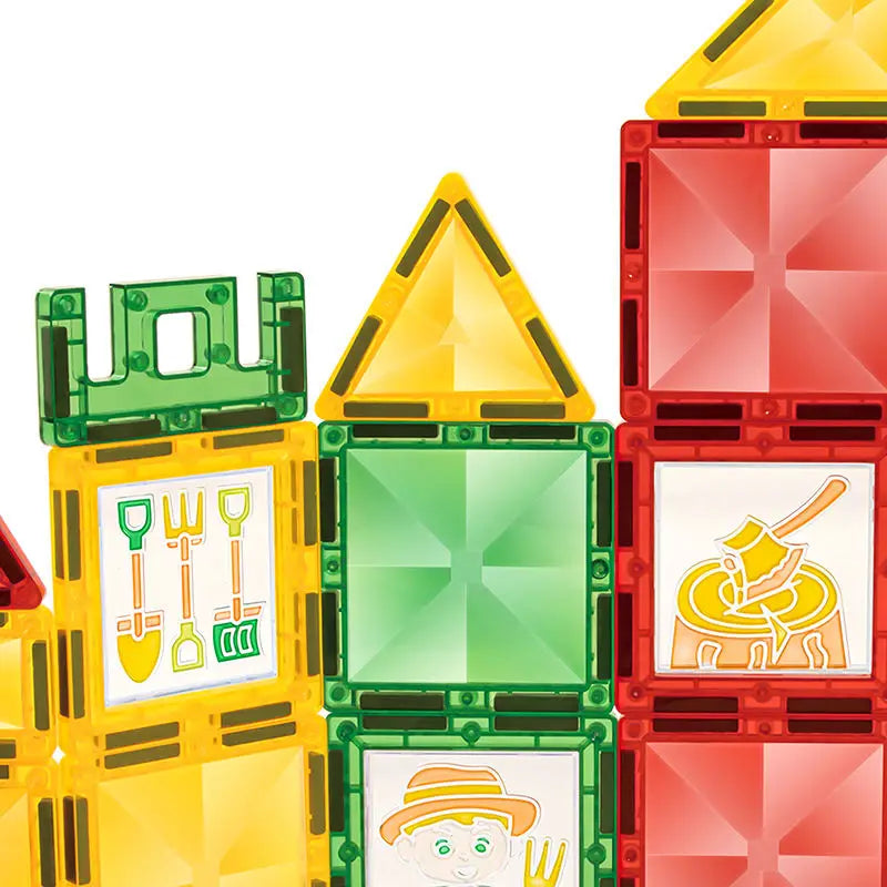 80-Piece Magnetic Tile Learning Set for Kids - STEM Building Blocks and Window Art Supplies