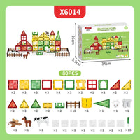 HKM-224211 80-Piece Magnetic Tile Learning Set for Kids - STEM Building Blocks and Window Art Supplies