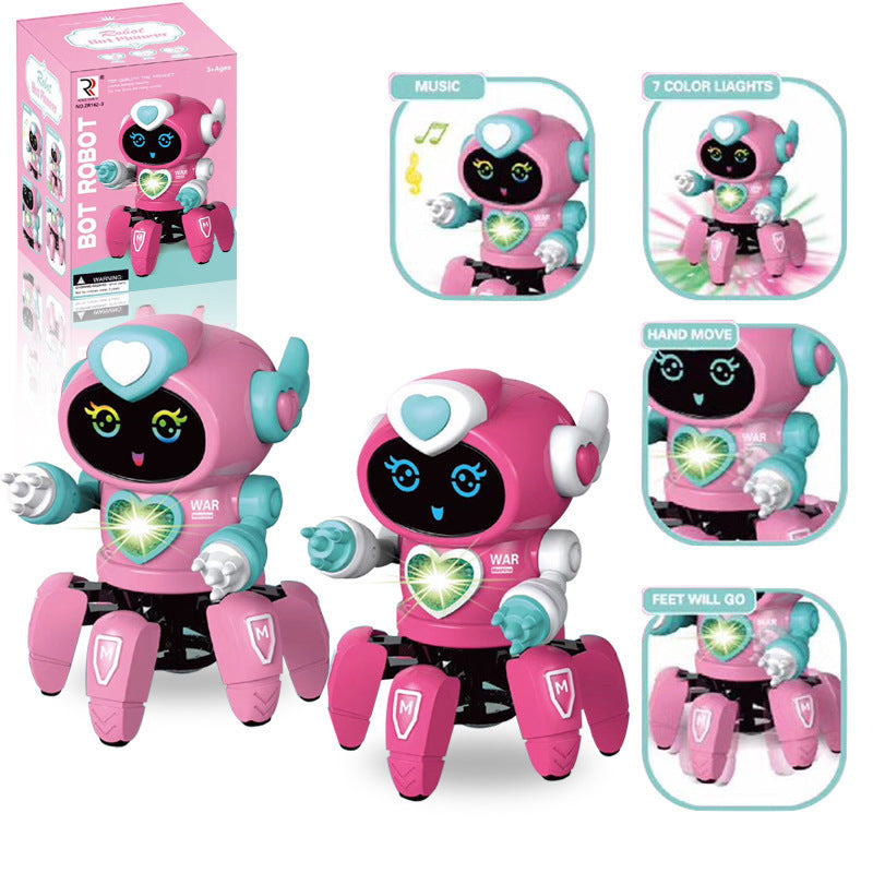 HKM-224275 Interactive Six-Claw Dancing Robot with LED Lights and Music for Kids