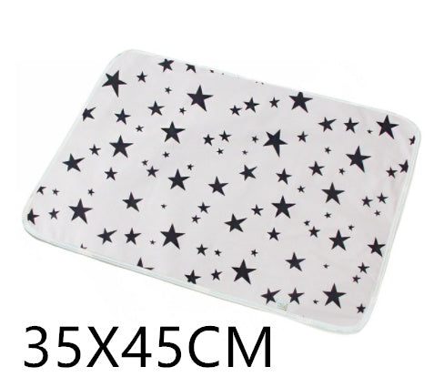 HKM-224403 Waterproof Breathable Cotton Changing Pad with EVA Backing - 60x75cm Black Stars Pattern