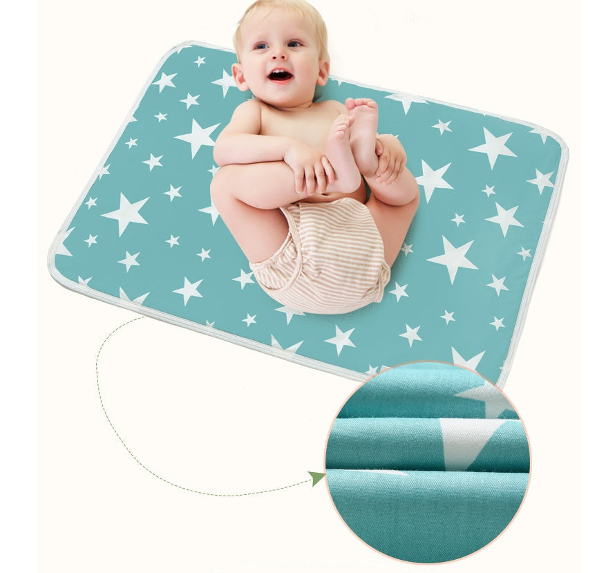 HKM-224403 Waterproof Breathable Cotton Changing Pad with EVA Backing - 60x75cm Black Stars Pattern