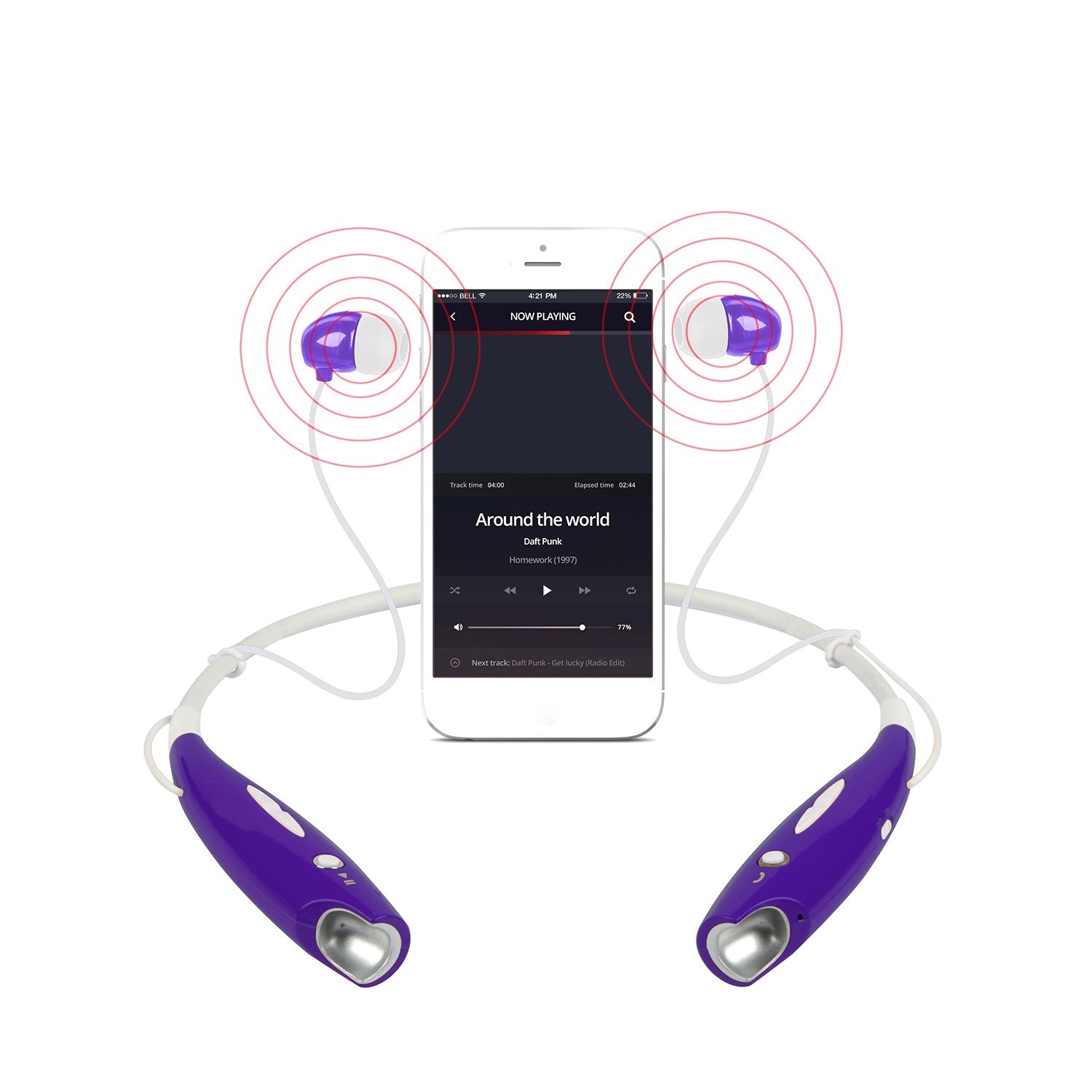 HKM-224467 Sport Neckband Headphones with IPX4 Waterproof, In-ear Design, Built-in Mic, and Magnetic Earbuds for Running and Gym