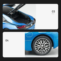 HKM-224531 1:32 I8 Supercar Alloy Diecast Model Car Toy for Ages 5 and Up