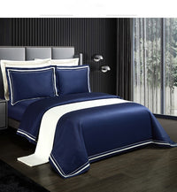 HKM-224531 Cotton Solid Color Quilted Bed Cover Set - Four-Piece Bedding Collection