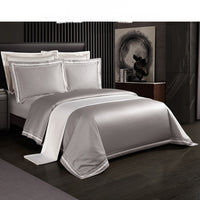 HKM-224531 Cotton Solid Color Quilted Bed Cover Set - Four-Piece Bedding Collection