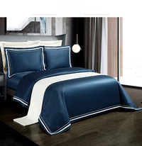 HKM-224531 Cotton Solid Color Quilted Bed Cover Set - Four-Piece Bedding Collection