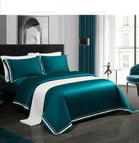 HKM-224531 Cotton Solid Color Quilted Bed Cover Set - Four-Piece Bedding Collection