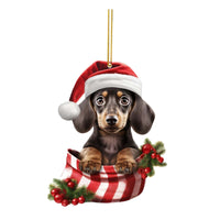 HKM-224531 Cute Dog Flat Pendant Christmas Tree Decoration in Various Colors