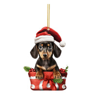 HKM-224531 Cute Dog Flat Pendant Christmas Tree Decoration in Various Colors