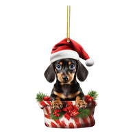 HKM-224531 Cute Dog Flat Pendant Christmas Tree Decoration in Various Colors