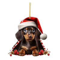 HKM-224531 Cute Dog Flat Pendant Christmas Tree Decoration in Various Colors