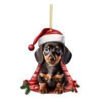 HKM-224531 Cute Dog Flat Pendant Christmas Tree Decoration in Various Colors