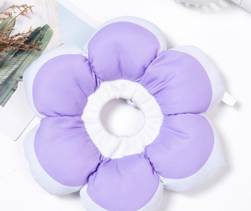 HKM-224595 Cute Monochrome Flower Circle Pet Collar in Pink and Purple - Polyester Material, Sizes XS to L