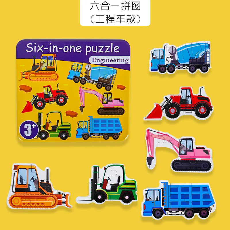 HKM-224723 3D Wooden Animal Puzzle in Iron Box for Early Learning - Educational Toy Under 50 Pieces