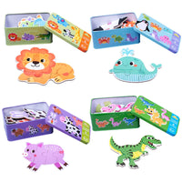 HKM-224723 3D Wooden Animal Puzzle in Iron Box for Early Learning - Educational Toy Under 50 Pieces