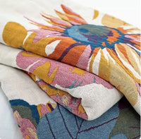 HKM-224723 Cotton Multilayer Gauze Towel Blanket - Ink Flower Design, All Seasons, Available in 150cm x 200cm and 250cm x 250cm Sizes