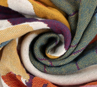 HKM-224723 Cotton Multilayer Gauze Towel Blanket - Ink Flower Design, All Seasons, Available in 150cm x 200cm and 250cm x 250cm Sizes