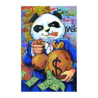 HKM-224723 Funny Money Bag Canvas Painting - Modern Flat Design, Frameless Decorative Artwork on Oil Canvas, Rectangle Shape