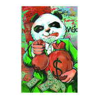 HKM-224723 Funny Money Bag Canvas Painting - Modern Flat Design, Frameless Decorative Artwork on Oil Canvas, Rectangle Shape