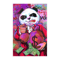 HKM-224723 Funny Money Bag Canvas Painting - Modern Flat Design, Frameless Decorative Artwork on Oil Canvas, Rectangle Shape