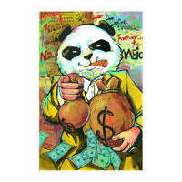 HKM-224723 Funny Money Bag Canvas Painting - Modern Flat Design, Frameless Decorative Artwork on Oil Canvas, Rectangle Shape