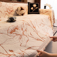 HKM-224723 Vibrant Floral Chenille Sofa Cover – Universal Fit for Various Seat Sizes