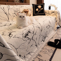HKM-224723 Vibrant Floral Chenille Sofa Cover – Universal Fit for Various Seat Sizes