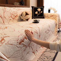 HKM-224723 Vibrant Floral Chenille Sofa Cover – Universal Fit for Various Seat Sizes