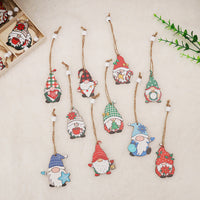 HKM-224851 Wooden Christmas Faceless Doll Pendant Decoration Set - 12 PCS in Wooden Box