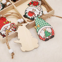 HKM-224851 Wooden Christmas Faceless Doll Pendant Decoration Set - 12 PCS in Wooden Box
