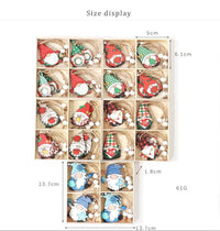 HKM-224851 Wooden Christmas Faceless Doll Pendant Decoration Set - 12 PCS in Wooden Box