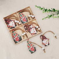 HKM-224851 Wooden Christmas Faceless Doll Pendant Decoration Set - 12 PCS in Wooden Box