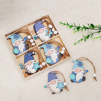 HKM-224851 Wooden Christmas Faceless Doll Pendant Decoration Set - 12 PCS in Wooden Box