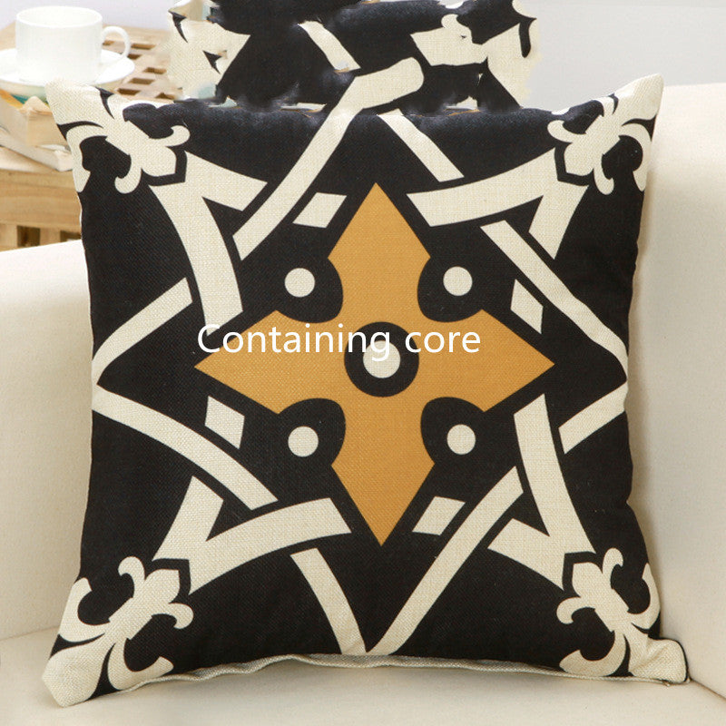 HKM-225107 Customizable Geometric Linen Cushion Cover with PP Cotton Filling - 45x45cm