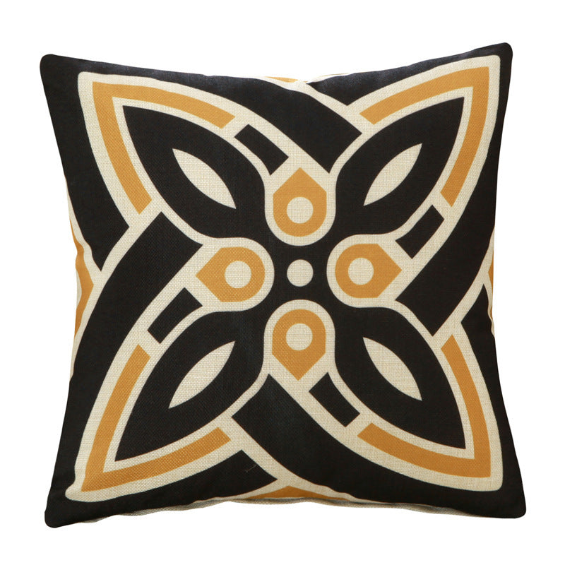 HKM-225107 Customizable Geometric Linen Cushion Cover with PP Cotton Filling - 45x45cm