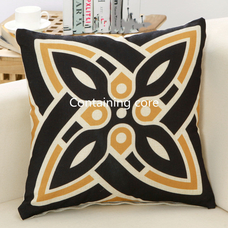 HKM-225107 Customizable Geometric Linen Cushion Cover with PP Cotton Filling - 45x45cm